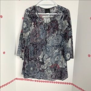 Lace Up Peasant Tunic Top Sz L (D-68)